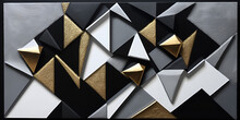 Abstract Background With Triangles,oil Abstract Painting, Modern Painters, Therapy, Layered, Detailed, Textured,gray,black,little Gold, Little White,inspired By Geometric