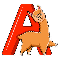 Wall Mural - Illustration of A letter for Alpaca