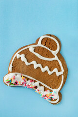 Sticker - Gingerbread on blue background