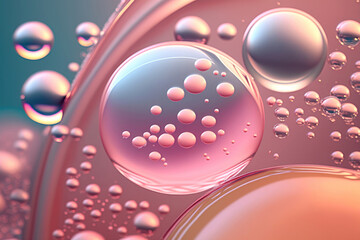 Wall Mural - Close up clear liquid cosmetic product. Gel texture with bubbles. Generation AI