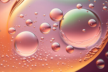 Wall Mural - Close up clear liquid cosmetic product. Gel texture with bubbles. Generation AI