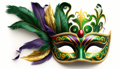 Wall Mural - Ornate Masquerade Mask Illustration on white background