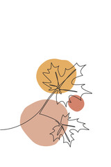 single continuous line drawing spring maple leaf. botany style concept for posters, wall art, tote b