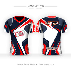 Wall Mural - Specification Soccer Sport , Esport Gaming T Shirt Jersey template. mock up uniform. Gaming Jersey Vector Illustration design front and back view. Easy to change Color or editable color