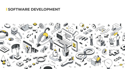 software development isometric banner