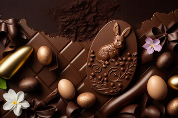 Wall Mural - Easter chocolate figures. Generative AI