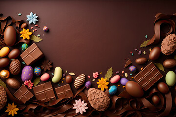 Wall Mural - Easter chocolate figures. Generative AI