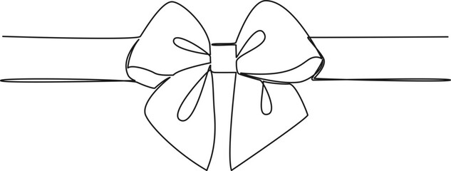 continuous single line drawing of ribbon and bow, line art vector illustration
