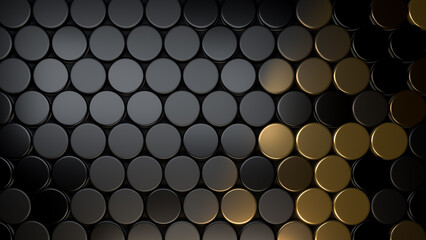 Wall Mural - Luxury circle pattern abstract black metal background with dot gold.