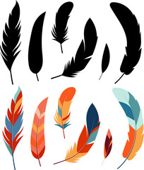 bird feathers silhouette isolated vector