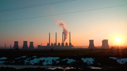 Wall Mural - The chimney of a thermal power plant, the smoke extracted by a thermal power plant on the chimney, in the production process. Environment. Pollution.