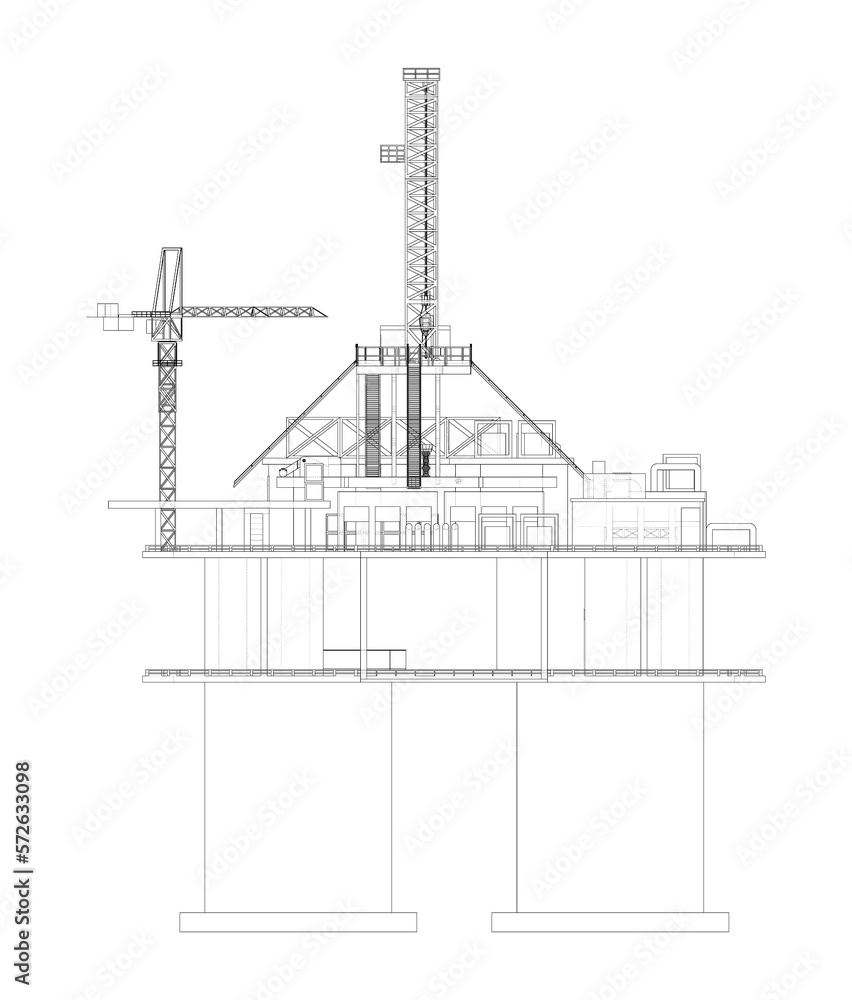 Oil Rig Design File Offshore Oil Rig. 3d illustration Stock Illustration | Adobe Stock