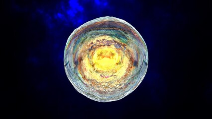 Abstract round sphere liquid iridescent soap bubble futuristic, abstract background. Video 4k, motion design