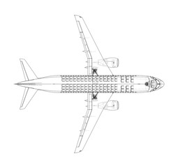 Wall Mural - Airplane in wire-frame style