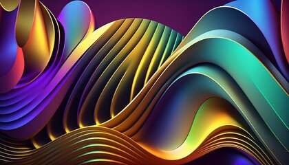 3d render, abstract  background with  wavy ribbons - Generative AI