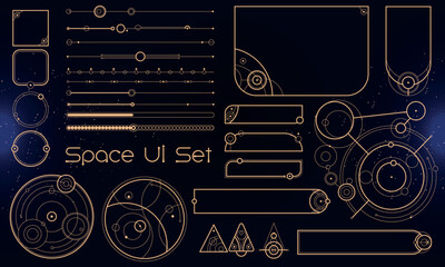 Wall Mural - set of tribal user interface elements. space ethnic hud. good for game ui. vector illustration eps10