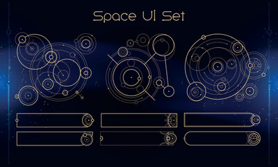 Wall Mural - set of tribal user interface elements. space ethnic hud. good for game ui. vector illustration eps10