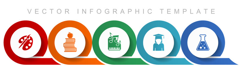 Aufkleber - Education art and science icon set, miscellaneous icons such as painter, books, music, student and flask for webdesign and mobile applications, flat design infographic vector template in eps 10
