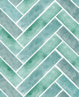 Vibrant turquoise herringbone watercolor seamless pattern