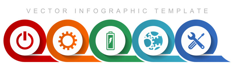 Aufkleber - Industry icon set, miscellaneous icons such as power, cogwheel, battery and tools for webdesign and mobile applications, flat design infographic vector template in eps 10