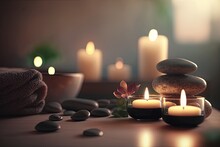 Spa items, massage, relaxation and relaxation. Stones, oils and candles.