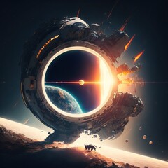 Wall Mural - concept of interstellar travel. cosmic travel. created using generative ai