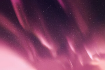 Sticker - Night starry sky, polar lights. Purple aurora borealis. Pink backdrop