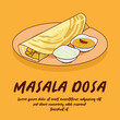 Hand drawn indian cuisine masala dosa illustration