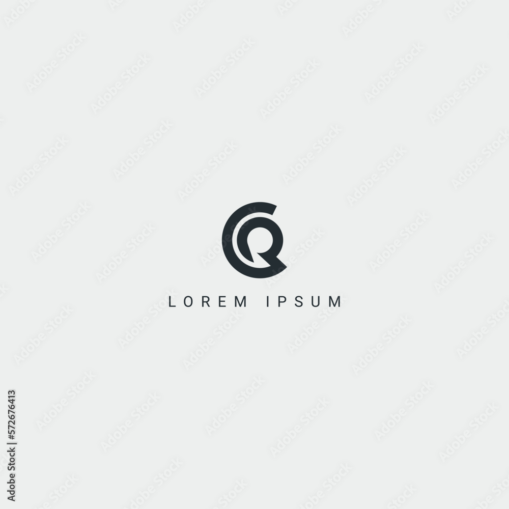 Vetor Alphabet letter CR RC logo minimal monogram icon design vector ...