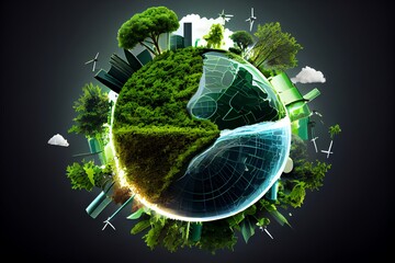 Wall Mural - Esg, Green Energy, Sustainable Industry. Environmental, Social, And Corporate Governance Concept. Generative AI