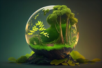 Wall Mural - World Environment And Mother Earth Day Concept With Globe And Eco Friendly Enviroment. Generative AI