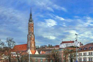 Fototapete - View of St. Martin Church, Landshut, Germany