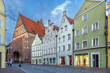 Fototapete - Altstadt street in Landshut, Germany
