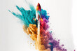 Creative rocket launch by exploding engine of creativity , taking off for new opportunity . Admirable Generative AI image .