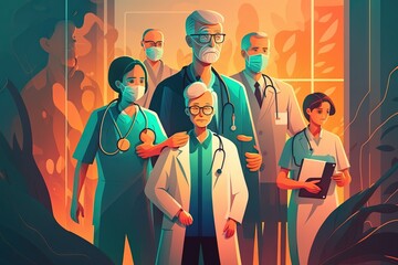 Health and medical concept. Medicine doctor and patients come to hospital background illustration generative ai