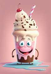 Wall Mural - milkshake cartoon character