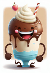 Wall Mural - milkshake cartoon character