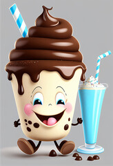 Wall Mural - milkshake cartoon character