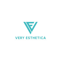 Abstract initial letter VE or EV logo in blue color isolated in white background applied for medical esthetics office logo also suitable for the brands or companies have initial name EV or VE.