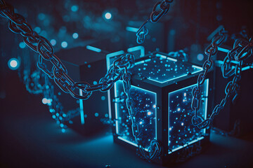 abstract generative ai 3d illustration of blockchain technology