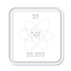 Sticker - Illustrazione con simbolo elemento chimico Nichel su sfondo trasparente