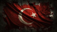 Turkish Flag Under A Broken Wall - Generative Ai