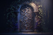 Magic Door, Door To Fantasy Dimension, Branch And Leaf Door, Digital Illustration, Generative AI	
