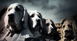 dog faces on mount rushmore, generative ai