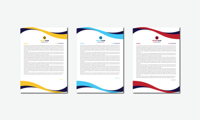 Wall Mural - Modern Creative & Clean business style letterhead bundle of your corporate project design. set to print with vector & illustration. corporate letterhead with red blue and yellow.