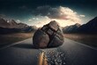 Unexpected rock fall creates dangerous road conditions - Generative AI
