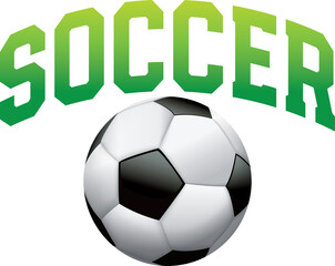 Sticker - Soccer Ball and Word Art Isolated on White Illustration