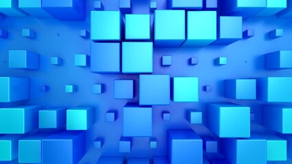 Background of Animated Cubes. Abstract motion, loop, two color, 3d rendering, 4k resolution

