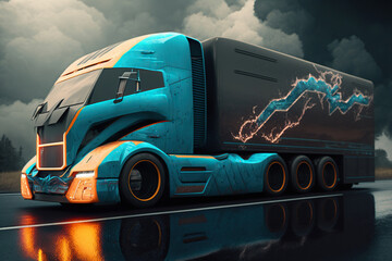 3d model of futuristic electric truck