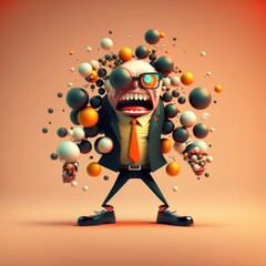 Angry guy. Funny abstract disproportionate man. Beautiful colorful illustration. Vector style. Generative AI